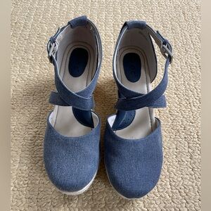 BOC Womens Bree Denim/Canvas Wedge Sandal Size 9M